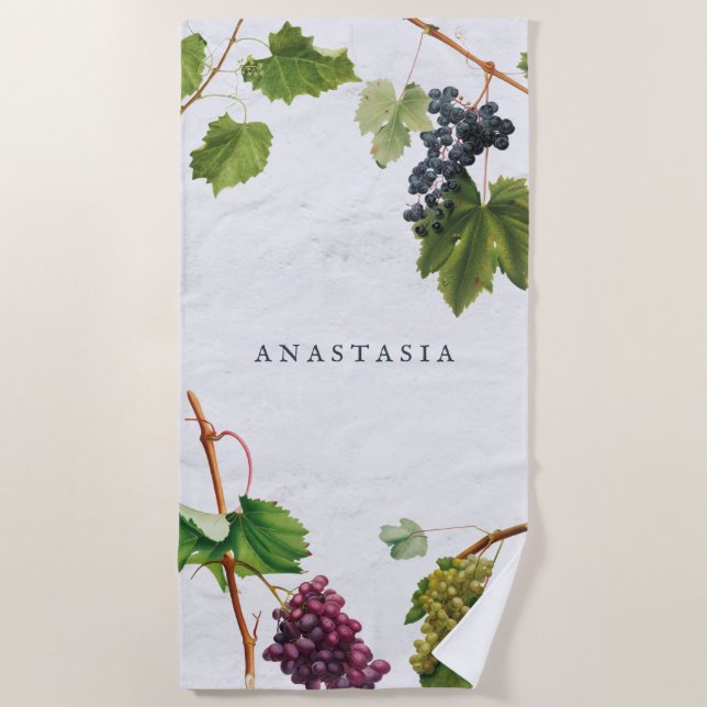 Serviette De Plage Vignoble de raisins Ile grecque méditerranéenne (Devant)