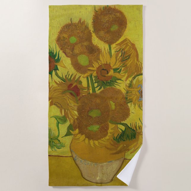 Serviette De Plage Vincent Van Gogh 15 Peinture de tournesols (Devant)