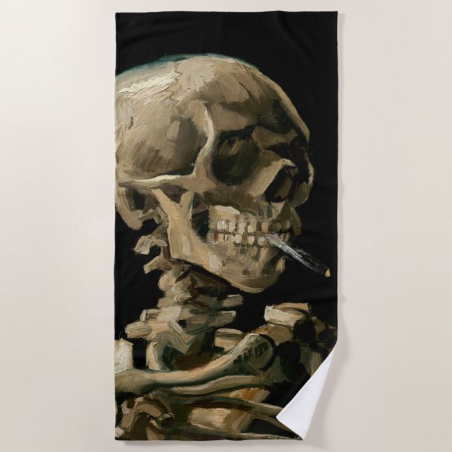 Serviette De Plage Vincent van Gogh - Crâne avec cigarette brûlante (Devant)