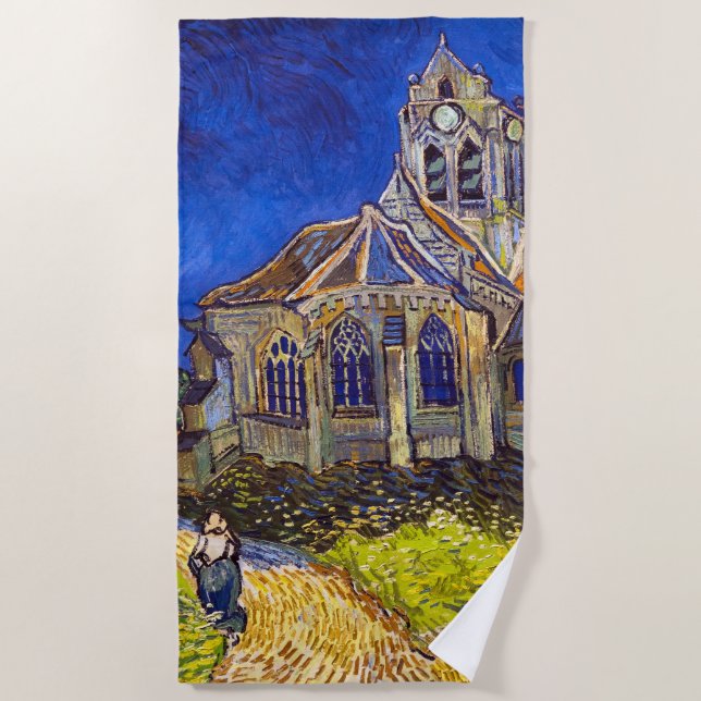 Serviette De Plage Vincent van Gogh - L'église d'Auvers (Devant)