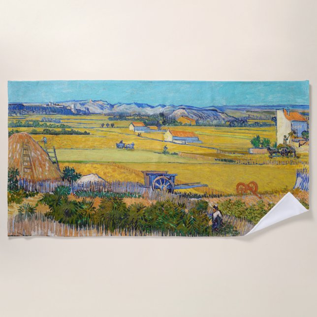 Serviette De Plage Vincent van Gogh - Récolte à La Crau (Devant)