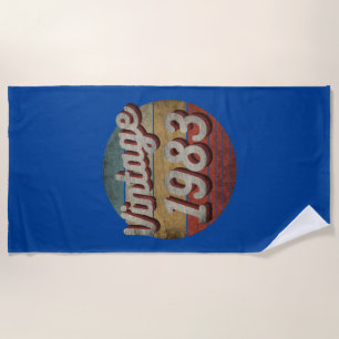 SERVIETTE DE PLAGE VINTAGE 1983 HOMMES FEMMES DON D'ANNIVERSAIRE