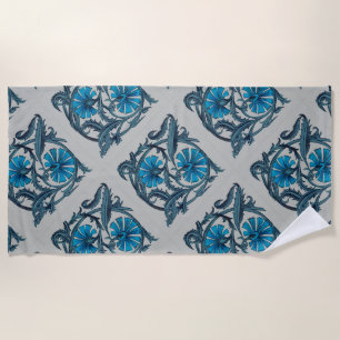 Serviette De Plage vintage blue antiflower graphic