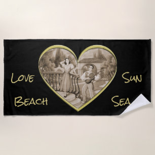Serviette De Plage Vintage couple Romance, homme et femme amour
