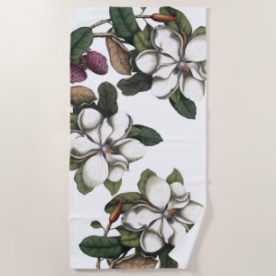 Serviette de plage Vintage en fleurs de Magnolia