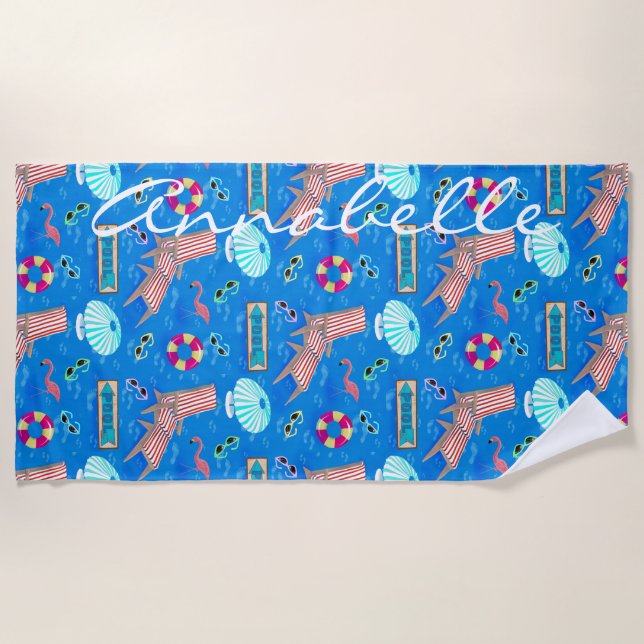 Serviette De Plage Vintage les années 50 Pool Party Personnalisé  (Devant)