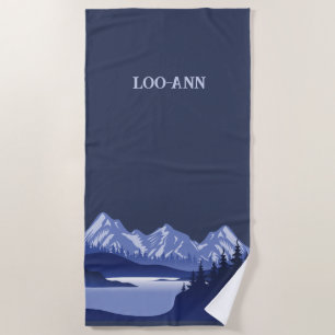 Serviette De Plage Vintage Mountain Sunset lac extérieur Retourner bl