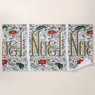 Serviette De Plage vintage noël poinsettia joyeux noel