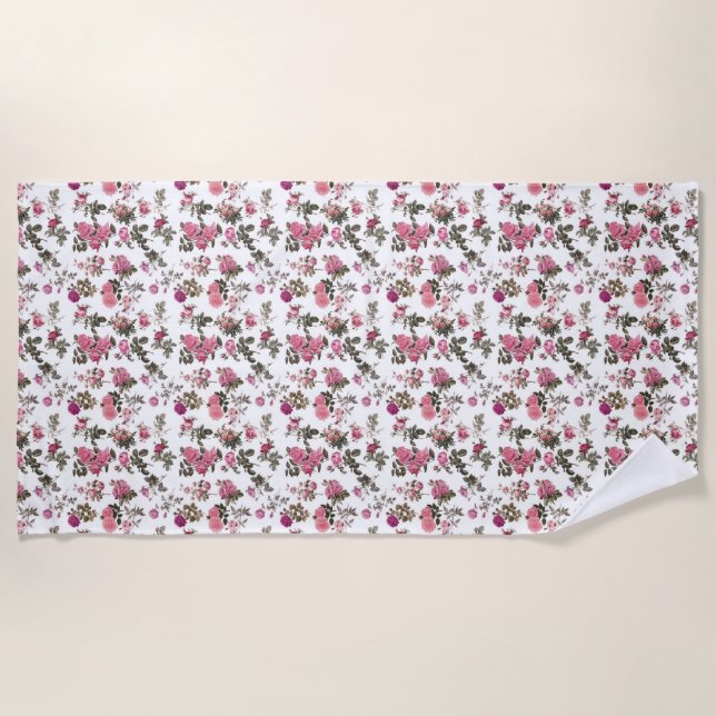 Serviette De Plage Vintage Pink Roses (Devant)