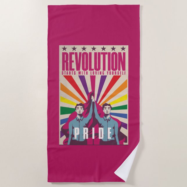 Serviette de plage vintage Pride Revolution (Devant)