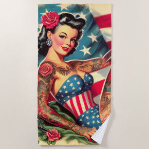Serviette De Plage Vintage Vieux Tatouage