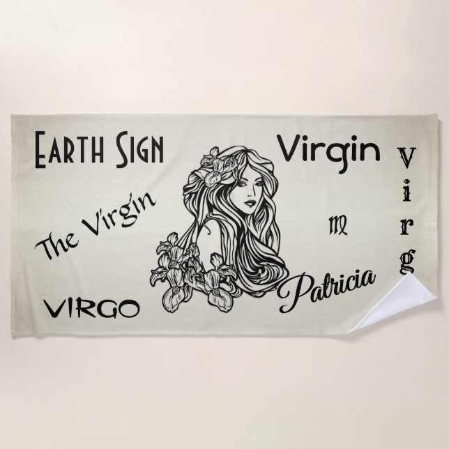 Serviette De Plage Virgo La Vierge Zodiac Personal Gold (Devant)