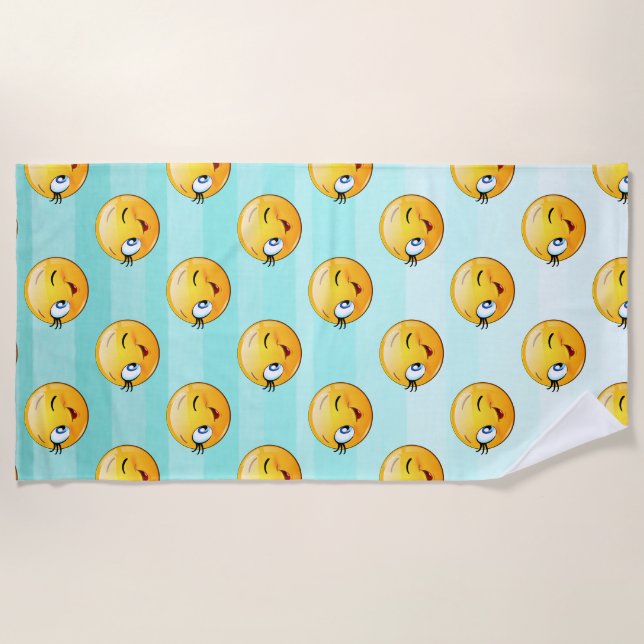 Serviette De Plage Visage mignon clignant d'œil Émoji (Devant)