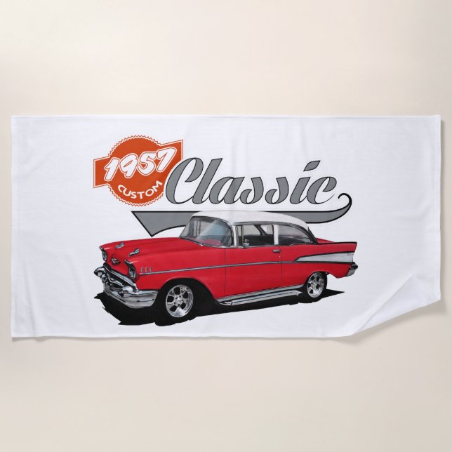 Serviette De Plage Voiture classique américaine de 1957 (Devant)