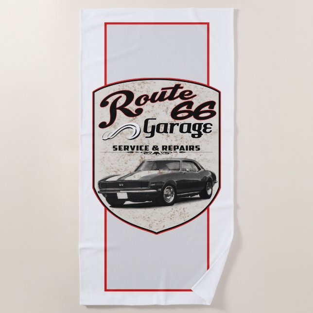 Serviette De Plage Voiture Garage Route 66 (Devant)