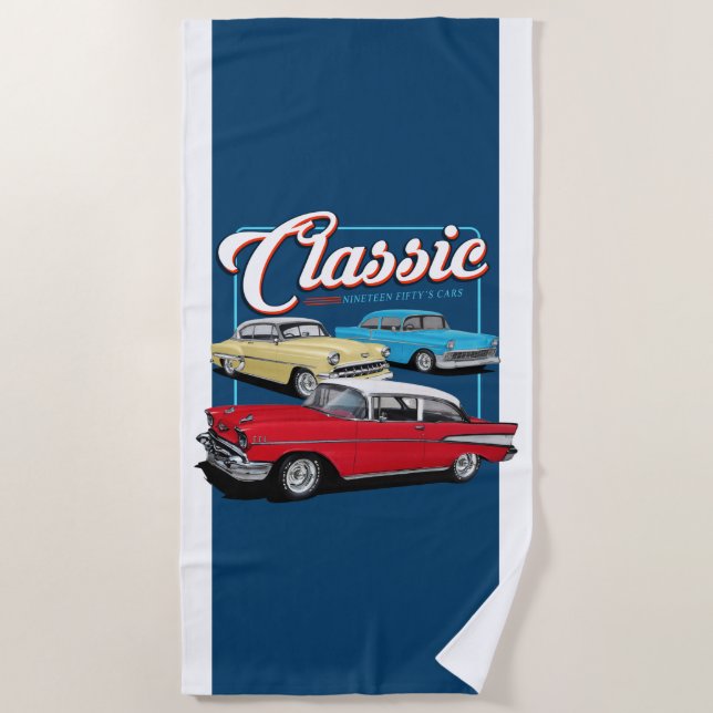 Serviette De Plage Voitures classiques des années cinquante (Devant)