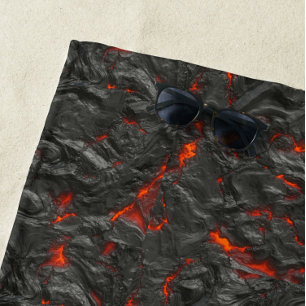 Serviette De Plage Volcan de lave molle noir et rouge