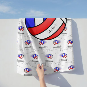 Serviette De Plage Volley-ball rouge, blanc et bleu