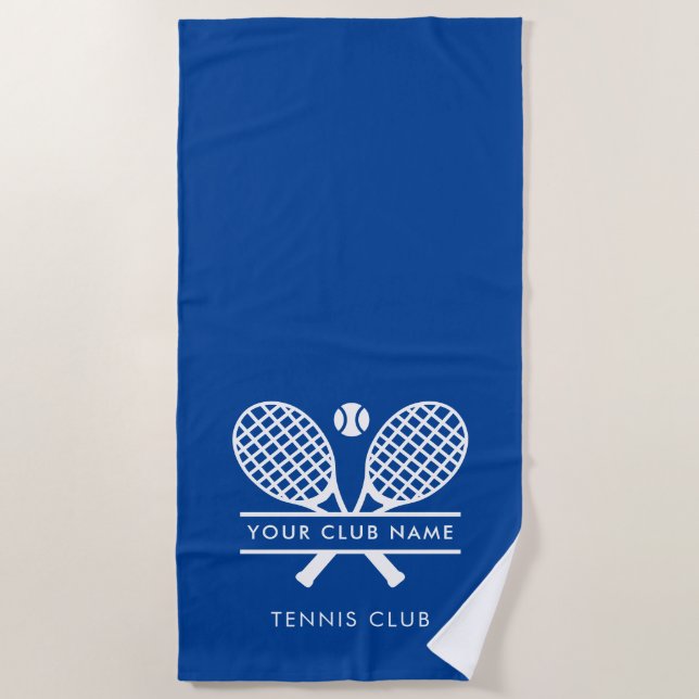 Serviette De Plage Votre Country Club Nom Pelouse Tennis Team Blue (Devant)