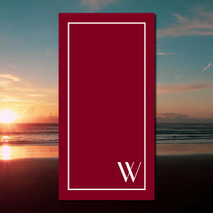 Serviette De Plage Votre monogramme en bordeaux&blanc