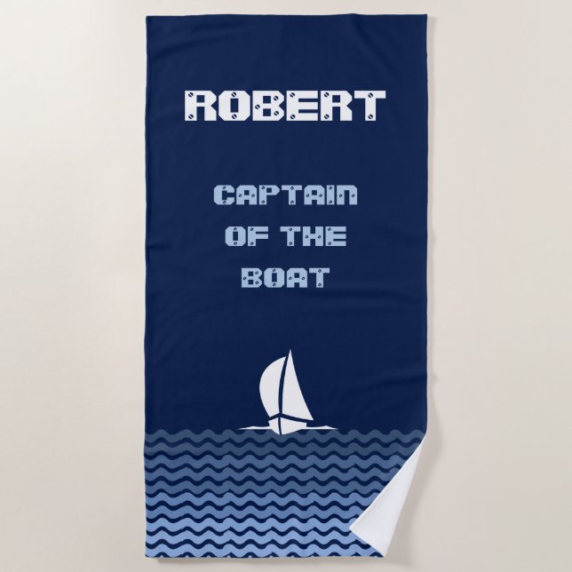 Serviette De Plage (Votre nom) Capitaine du bateau (Devant)