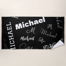 Votre nom et monogramme motif personnalisé noir