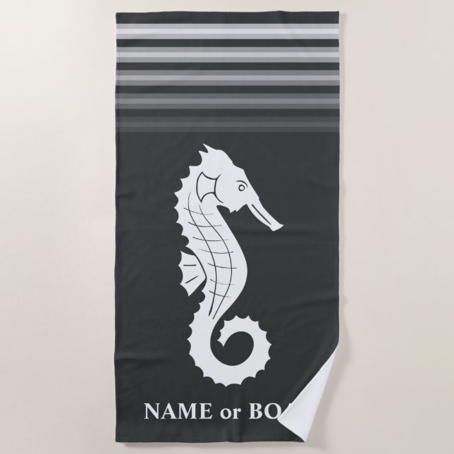 Serviette De Plage Votre nom ou bateau Navire de mer Gris Blancs (Devant)