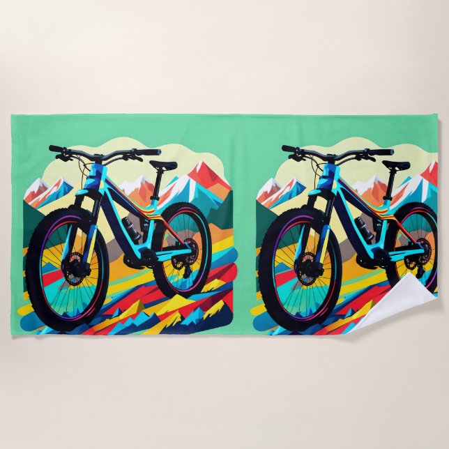 Serviette De Plage VTT Art VTT Downhill (Devant)