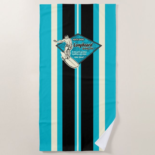 Serviette De Plage Waimea Surfboard Hawaiian Surfer - Turq (Devant)
