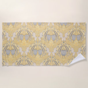 Serviette De Plage Walter Crane Blue White Tulips & Acanthus