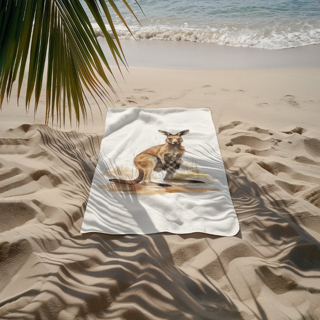 Serviette De Plage Wanderer extérieur : aquarelle Kangaroo (Créateur téléchargé)