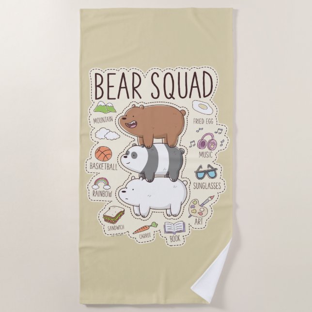 Serviette De Plage We Bare Bears - Journal graphique de la Bear Squad (Devant)
