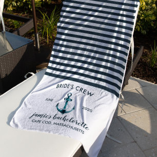 Serviette De Plage Week-end de célibataire Navy & Blanc Nautical