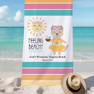 Serviette De Plage Week-end de filles personnalisé ambiance balnéaire