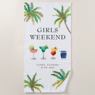 Serviette De Plage Week-end entre filles Cocktails Tropicaux 