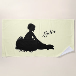 Serviette De Plage Weight Ballerina Personnalisé w Nom Jaune