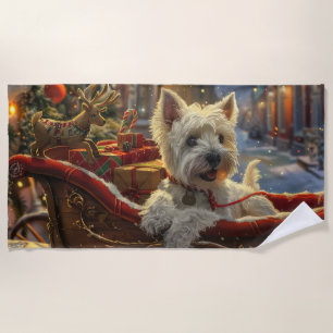 Serviette De Plage West Highland White Terrier Chien Festif de Noël