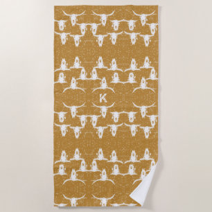 Serviette De Plage Western Bull Skull Gold White Elegant Parties scin