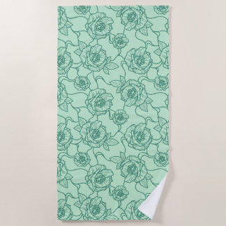 Serviette De Plage Whispers of Rose, Elegant Line Art Floral