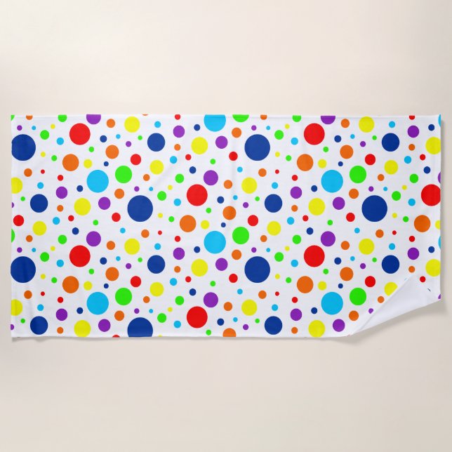 Serviette de plage White Rainbow Spots (Devant)