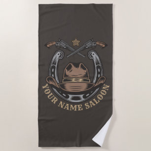 Serviette De Plage Wild West Revolver Horseshoe Western Cowboy Saloon
