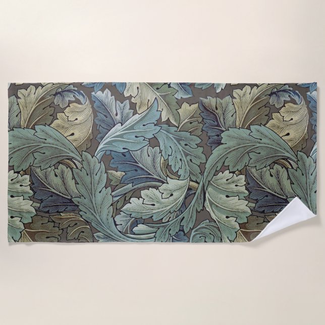 Serviette De Plage William Morris Acanthus Sage Fleur Floral Botaniqu (Devant)