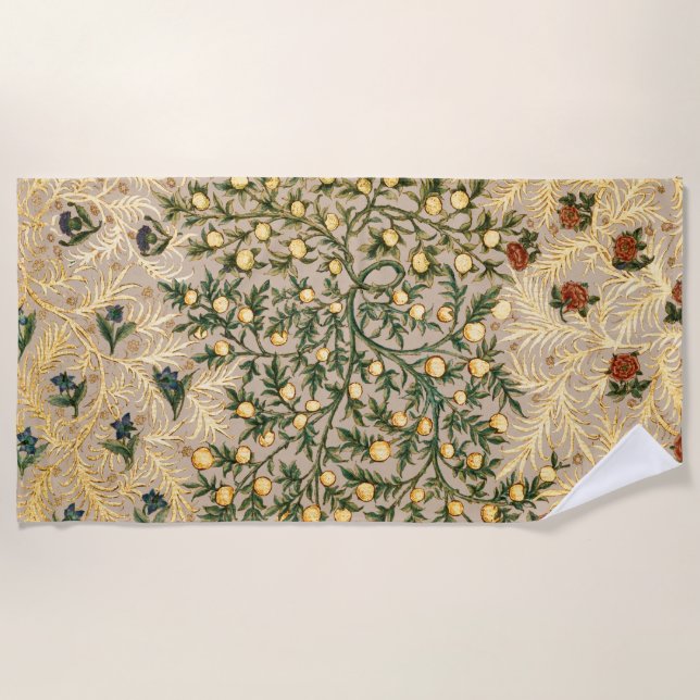 Serviette De Plage William Morris Fruit Floral Jardin Fleur Classique (Devant)