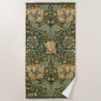 Serviette De Plage William Morris Honeysuckle Vert Floral