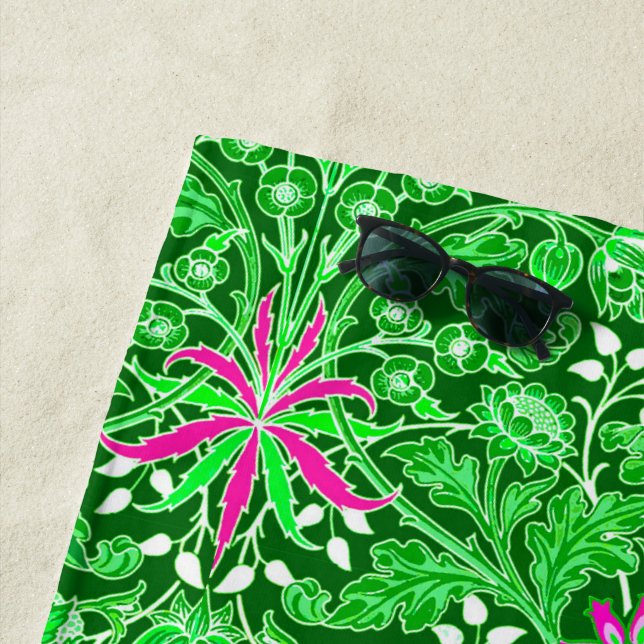 Serviette De Plage William Morris Hyacinth Imprimer, Lime Green (En situation)