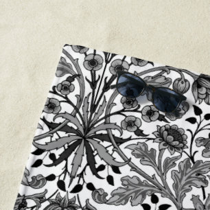 Serviette De Plage William Morris Hyacinth Imprimer, noir, blanc et g