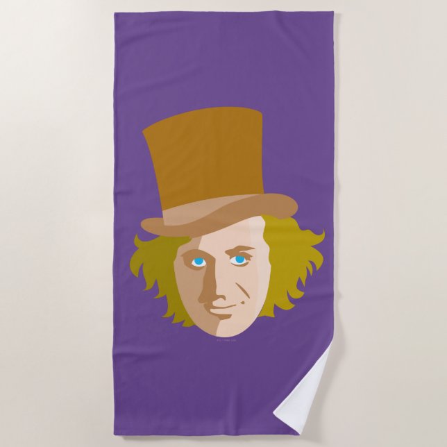 Serviette De Plage Willy Wonka Stenciled Face Graphic (Devant)