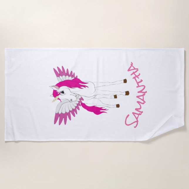 Serviette De Plage Wing Unicorn Party Rainbow Beach Towel (Devant)
