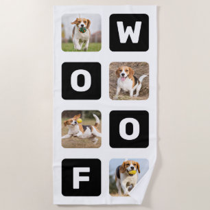 Serviette De Plage Woof Personalized Pet Amoureux des chiens Photo Co