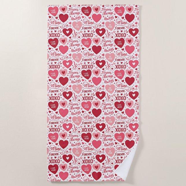 Serviette De Plage  XOXO & Always Be Mine Pink & Red (Devant)